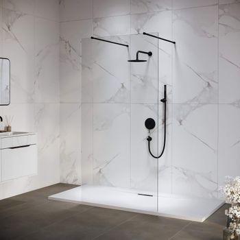 Душевая перегородка 100*195 RGW WA-016-B Чёрный/Прозрачное/8 мм — фото 1, Душевые перегородки