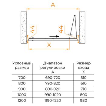 Душевая дверь 100*190 RGW PA-21-B Чёрный/Прозрачное/5 мм (Easy) — фото 8, Раздвижные душевые двери