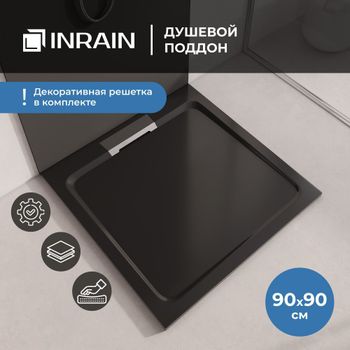 Душевой поддон IN A-01 черный квадрат 90*90 — фото 1, Душевые поддоны из искусственного камня