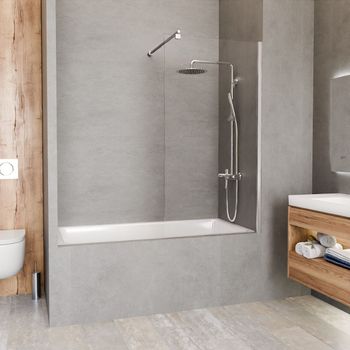 Шторка на ванну INRAIN MC-050 /  70х150 / Хром / Прозрачное / 6 мм — фото 1, Неподвижные шторки для ванной