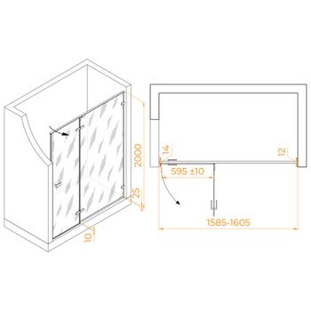 Душевая дверь 160*200 RGW SV-004-Gr Серый/Прозрачное/8 мм (EasyClean) — фото 2, Распашные душевые двери
