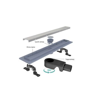 Душевой лоток Drain Leo-21-60 прямой 600 хром Ø 50 мм на ножках, сифон — фото 2, Душевые лотки