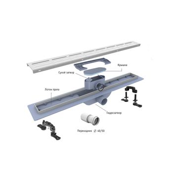 Душевой лоток Drain Leo-10-80 прямой 800 хром Ø 40 мм на ножках — фото 2, Душевые лотки