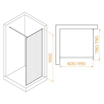 Душевая перегородка  80*195 RGW WA-08 Хром/Ребристое/8 мм (Easy) — фото 5, Душевые перегородки