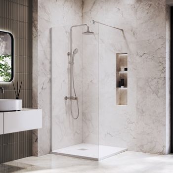 Душевая перегородка INRAIN MONT-002 /  90х195 / Хром / Прозрачное / 6 мм — фото 1, Душевые перегородки