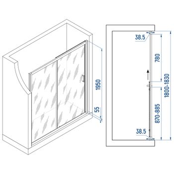 Душевая дверь INRAIN VIN-016 / 180х195 / Хром / Прозрачное / 6 мм — фото 1, Раздвижные душевые двери