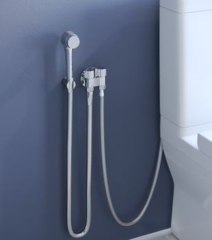 Угловой кран двойной  INR05105 Хром (для холодной воды) — фото 1, Гигиенические души