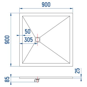 Душевой поддон IN-9090 Белый квадрат 90*90 — фото 6, Душевые поддоны из искусственного камня