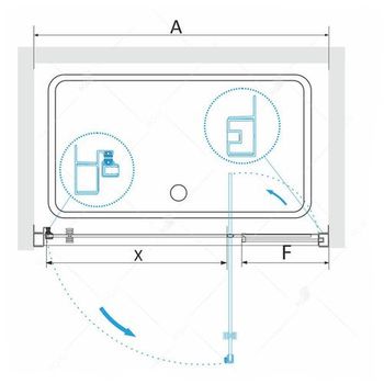 Душевая дверь  90*185 RGW PA-02 NEW Хром/Прозрачное/6 мм (EasyClean) — фото 3, Распашные душевые двери