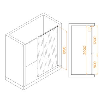 Душевая перегородка 120*195 RGW WA-033 Хром/Прозрачное/6 мм (Easy) — фото 3, Душевые перегородки