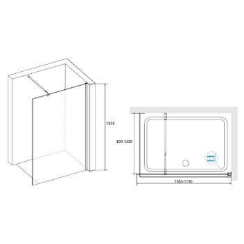 Душевая перегородка 120*185 RGW WA-02 Хром/Cora/6 мм (EasyClean) — фото 4, Душевые перегородки