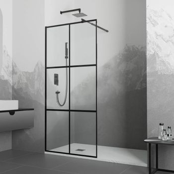 Душевая перегородка INRAIN MONT-011 /  90х200 / Чёрный / Прозрачное(Принт) / 8 мм — фото 1, Душевые перегородки