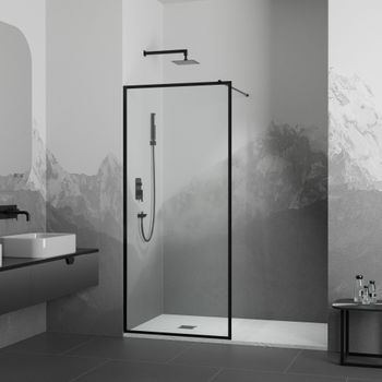 Душевая перегородка 100*200 RGW WA-012 B  Чёрный/Прозрачное(Принт)/8 мм — фото 2, Душевые перегородки