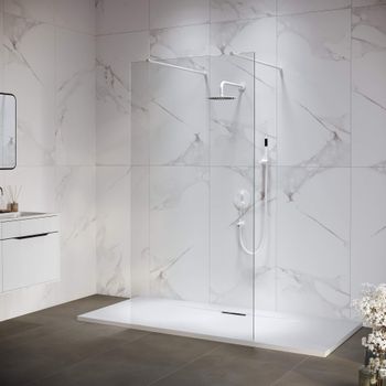 Душевая перегородка 100*195 RGW WA-016-W Белый/Прозрачное/8 мм — фото 1, Душевые перегородки