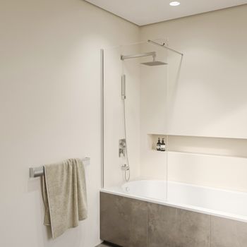 Шторка на ванну INRAIN MC-050 /  90х150 / Хром / Прозрачное / 6 мм — фото 2, Неподвижные шторки для ванной