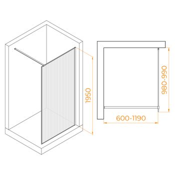 Душевая перегородка 100*195 RGW WA-08 Хром/Ребристое/8 мм (Easy) — фото 6, Душевые перегородки
