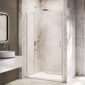 Душевая дверь INRAIN VIN-008 / 110-120х195 / Хром / Прозрачное / 6 мм — фото 1, Распашные душевые двери