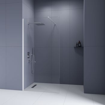 Душевая перегородка INRAIN MONT-002 / 100х195 / Белый / Прозрачное / 6 мм — фото 1, Душевые перегородки