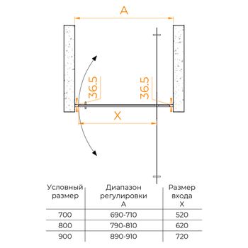 Душевая дверь  90*195 RGW LE-102-B Чёрный/Прозрачное/6 мм — фото 4, Распашные душевые двери