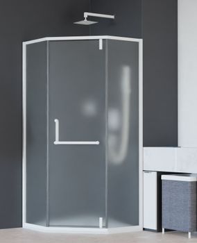 Душевой уголок INRAIN MIT-084 / 100х100х195 / Трапеция / Белый / Матовое / 8 мм — фото 1, Душевые уголки трапеция