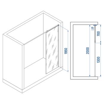 Душевая перегородка INRAIN MONT-033 /  70х195 / Хром / Прозрачное / 6 мм — фото 2, Душевые перегородки