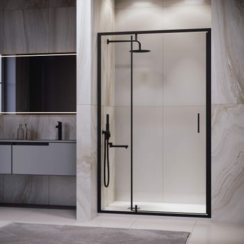 Душевая дверь 120*195 RGW LE-103-B Чёрный/Прозрачное/6 мм — фото 2, Распашные душевые двери