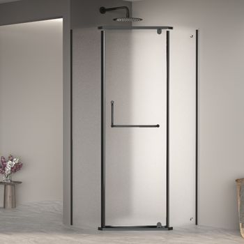 Душевой уголок  80*80*195 RGW PA-081 B Трапеция/Чёрный/Матовое/6 мм — фото 1, Душевые уголки трапеция