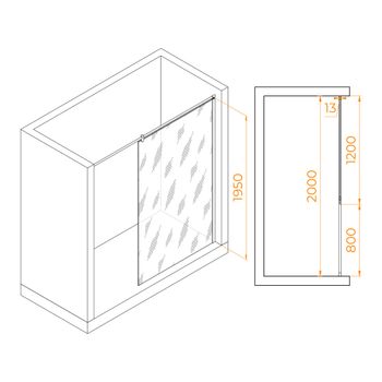 Душевая перегородка 120*195 RGW WA-034 Хром/Прозрачное/8 мм (Easy) — фото 3, Душевые перегородки