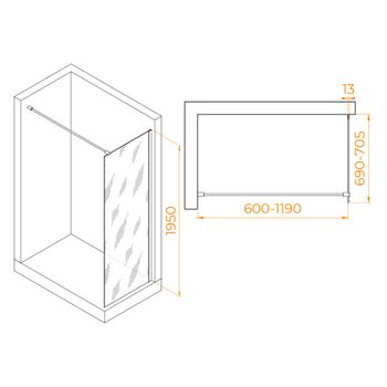 Душевая перегородка  70*195 RGW WA-010-W Белый/Прозрачное/8 мм — фото 3, Душевые перегородки