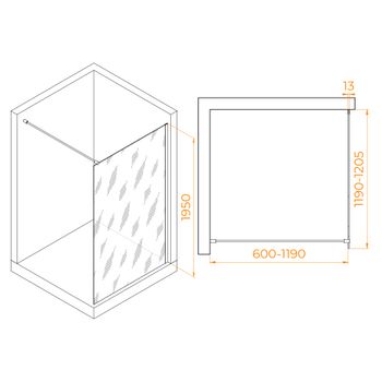 Душевая перегородка INRAIN MONT-010 / 120х195 / Белый / Прозрачное / 8 мм — фото 2, Душевые перегородки