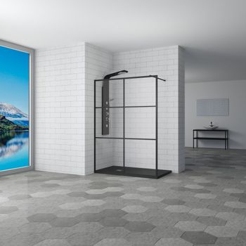 Душевая перегородка  90*200 RGW WA-11-B Чёрный/Прозрачное(Принт)/8 мм (Easy) — фото 2, Душевые перегородки
