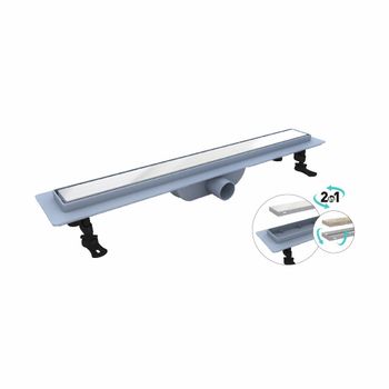 Душевой лоток Drain Leo-21-60 прямой 600 хром Ø 50 мм на ножках, сифон — фото 1, Душевые лотки