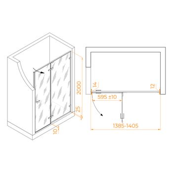 Душевая дверь 140*200 RGW SV-004-B Чёрный/Матовое/8 мм (EasyClean) — фото 2, Распашные душевые двери