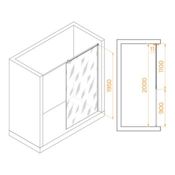 Душевая перегородка 110*195 RGW WA-033 Хром/Прозрачное/6 мм (Easy) — фото 3, Душевые перегородки