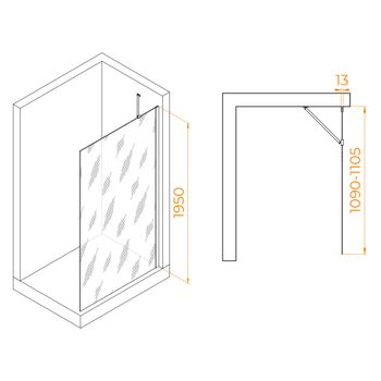 Душевая перегородка 110*195 RGW WA-110 Хром/Прозрачное/8 мм — фото 3, Душевые перегородки
