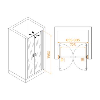 Душевая дверь  90*195 RGW PA-104-Gb Золото браш/Прозрачное/6 мм (EasyClean) — фото 3, Распашные душевые двери