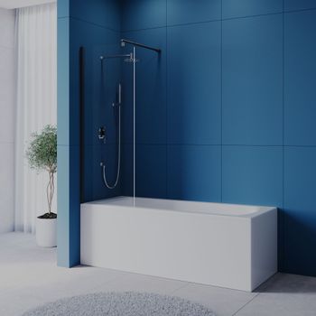 Шторка на ванну INRAIN MC-050 /  60х150 / Чёрный / Прозрачное / 6 мм — фото 1, Неподвижные шторки для ванной