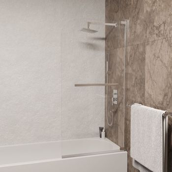 Шторка на ванну 100*150 RGW SC-02 Хром/Прозрачное/8 мм (Easy) — фото 1, Шторки для ванной распашные