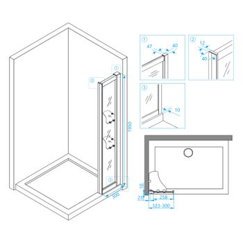 Боковая панель  30*195 RGW Z-42 Хром/Прозрачное/8 мм (доб. панель с полками к НО) (Easy) — фото 2, Боковые стенки