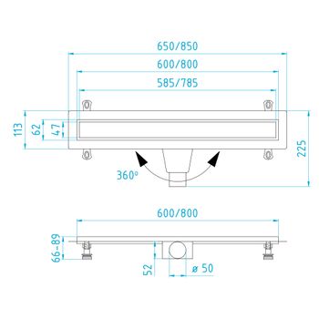 Душевой лоток прямой INRAIN SRL-21-60 600 Ø 50 мм хром — фото 6, Душевые лотки