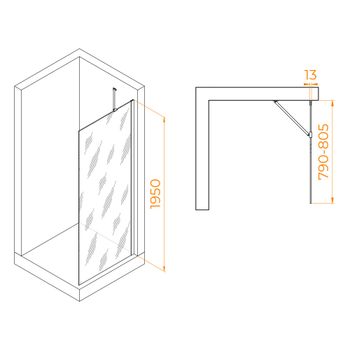 Душевая перегородка  80*195 RGW WA-110 Хром/Прозрачное/8 мм — фото 3, Душевые перегородки