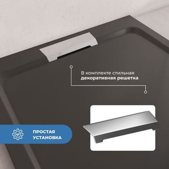 Душевой поддон IN A-01 черный квадрат 90*90 — фото 3, Душевые поддоны из искусственного камня