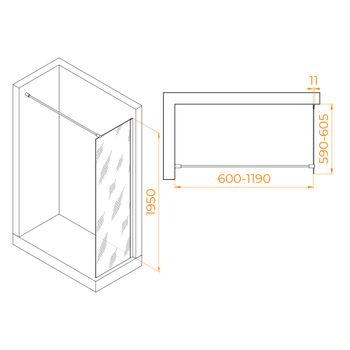 Душевая перегородка  60*195 RGW WA-002-W Белый/Прозрачное/6 мм (Easy) — фото 3, Душевые перегородки