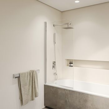 Шторка на ванну INRAIN MC-009 /  60х150 / Хром / Прозрачное / 6 мм — фото 4, Шторки для ванной распашные