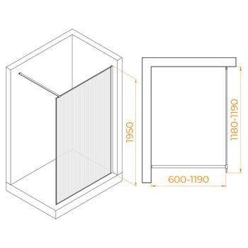 Душевая перегородка 120*195 RGW WA-08 Хром/Ребристое/8 мм (Easy) — фото 5, Душевые перегородки