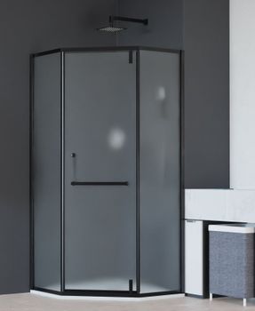 Душевой уголок INRAIN MIT-084 /  90х 90х195 / Трапеция / Чёрный / Матовое / 8 мм — фото 1, Душевые уголки трапеция