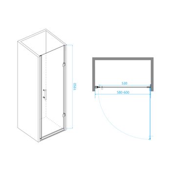 Душевая дверь  60*195 RGW PA-06 B Чёрный/Прозрачное/6 мм (Easy) — фото 2, Распашные душевые двери