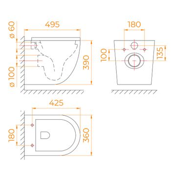 Унитаз подвесной RGW SW-44  белый  (горизонтальный выпуск, с микролифтом) — фото 6, Подвесные унитазы
