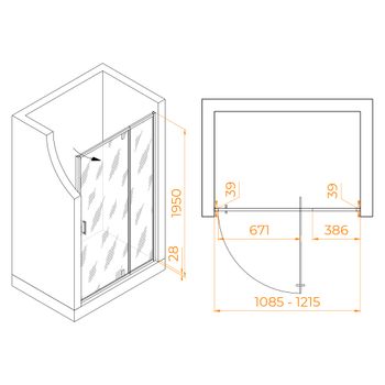 Душевая дверь 110-120*195 RGW PA-008-B Чёрный/Прозрачное/6 мм (Easy) — фото 5, Распашные душевые двери