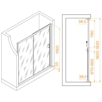 Душевая дверь 180*195 RGW PA-016 Хром/Прозрачное/6 мм — фото 5, Раздвижные душевые двери